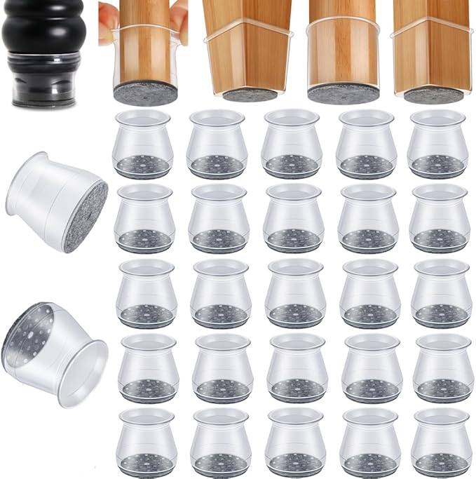 48 Pack Chair Leg Floor Protectors Small, Chair Feet Protectors for Hardwood Floors,Silicone Chair Leg Caps Covers Pads, Floors from Scratching and Reduce Noise(Fit:15/16" to 1-5/16")