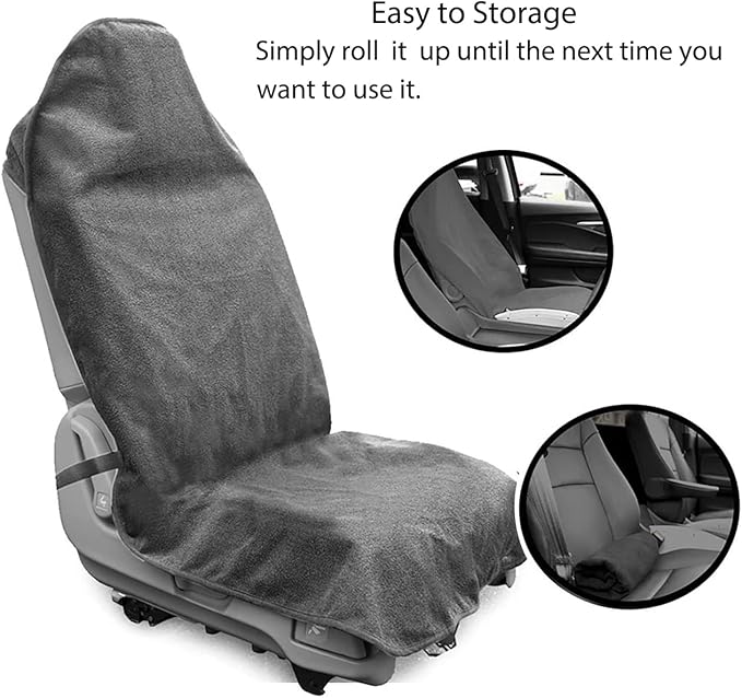 Waterproof Sweating Car Seat Cover for Post Gym Workout, Running, Swimming, Beach and Hiking, Universal Fit Non-Slip Bucket Seat Protector for Cars SUV Trucks, Machine Washable (2pcs Grey)