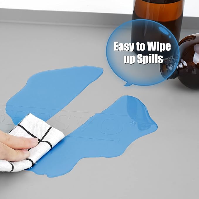 Under Sink Mat for Kitchen Waterproof, 34" x 19" Silicone Under Sink Liner Kitchen & Bathroom Cabinet Protector Mats, Heavy Duty Flexible Under Sink Drip Tray with Lip, Cool Grey