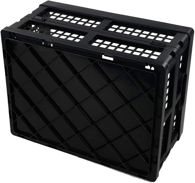Saedy 16 Liter Black Folding Storage Crates, Collapsible Crate Plastic Basket Bins, 2 Packs