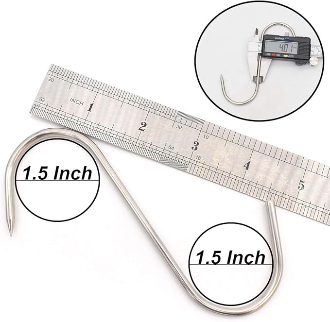 20 pcs 5 Inch Meat Hooks S-Hook, 4mm Stainless Steel Meat Hook for Hanging,Chicken,Hunting,Smoking,Ribs,Fish,Beef,Poultry,Drying BBQ Grill Cooking (20 pcs 5inch Meat Hook)