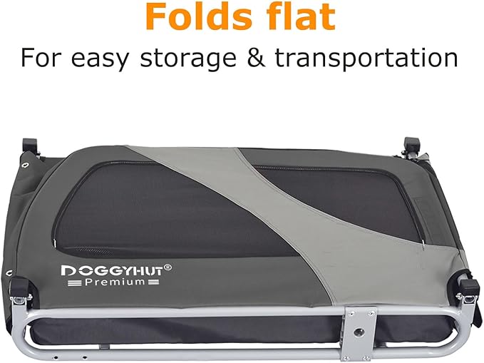 DOGGYHUT® Premium XL Pet Bike Trailer for Large Dog or Multiple Small Dogs, Up to 100 lbs,Dog Bicycle Carrier,Low Center of Gravity,Easy Folding Frame Cart