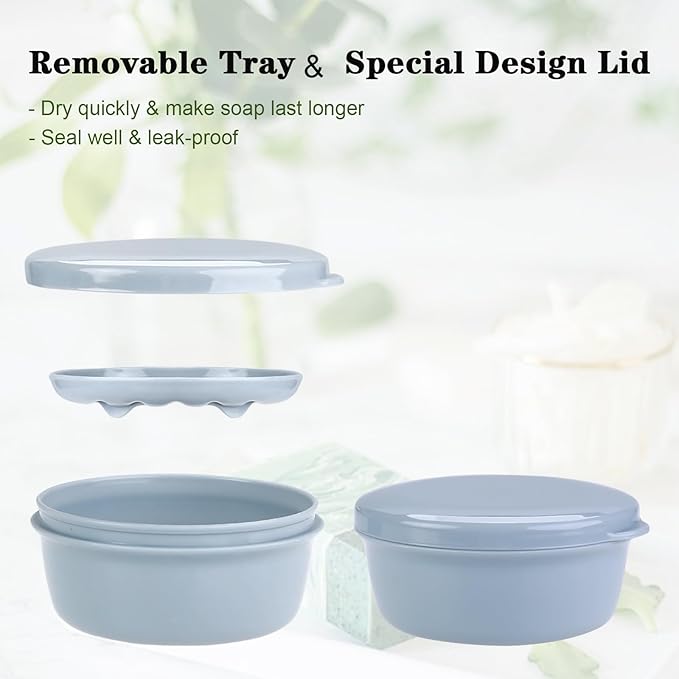 Travel Soap Case, Travel Soap Container, Bar Soap Travel Case, Travel Soap Holder with Lid for Camp Travel Gym Hiking, Soap Box for Keep Toiletries Organized(4Pack)