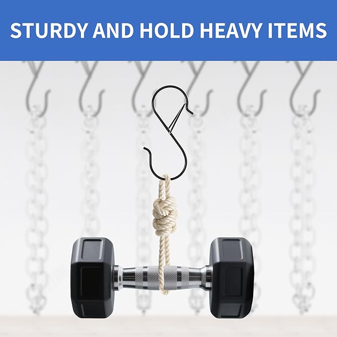 S Hooks for Hanging Hanger,Purse Hooks Hanging Bag Hanger,3.5-inch Heavy Duty Metal S Hook with Safety Buckle Metal S Shaped Hooks for Home Kitchen Closet Organizer,Suitable for 0.5 inch Rods (12)