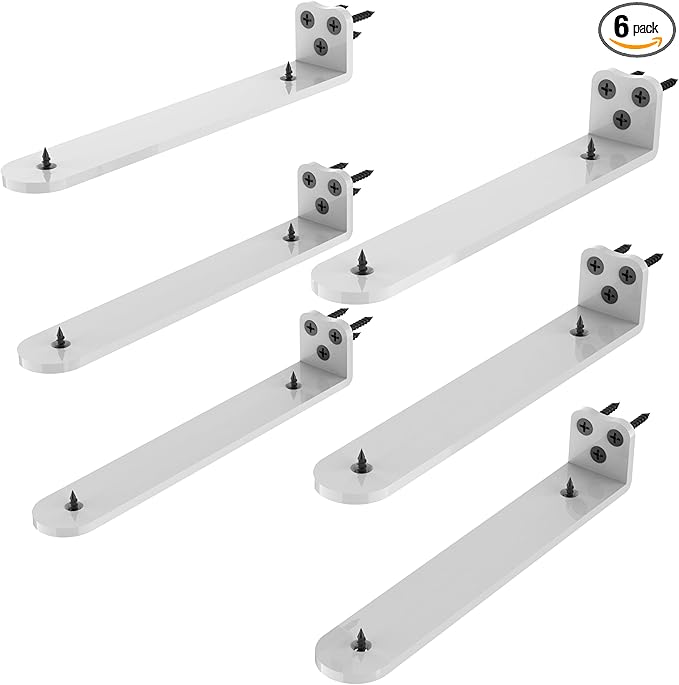 Floating Shelf Bracket, 10 Inch 6PACK White Heavy Duty Shelf Bracket,Hidden Shelf Brackets 1/5 in Thick,L Brackets Support for Shelves,Suitable for Kitchen, Study Or DIY,Holds Over 160lb+