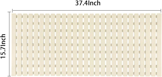 Shower Mat Non Slip Bathtub Mat with Suction Cups and Drain Holes 37.4 x15.7 Inch Bath Mat for Tub & Shower.Easy Dry,Easy to Cut,Eco-Friendly