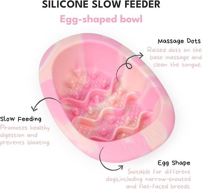 CHEWFFON Interactive Dog & Cat Lick Mat Bowls, BPA-Free Silicone Dog Slow Feeder with Suction Cups, Non Slip Bowl for Dogs and Cats, Reduces Boredom and Anxiety, Dishwasher Safe, Cotton Candy Small