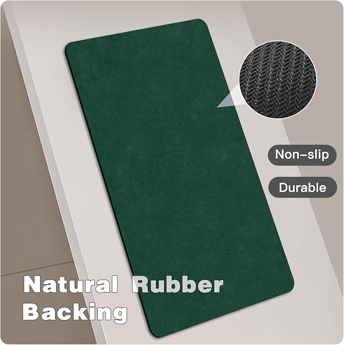 Toilet Rug, Thin Toilet Rugs U Shaped Washable Non Slip Absorbent Quick Dry Low Pile Toilet Mat, 20"x24" U Shape Dark Green