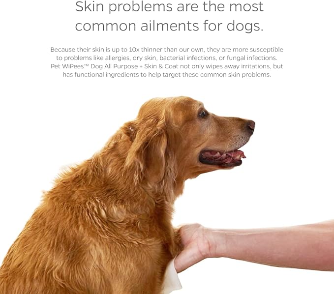 Pet Parents Dog All Purpose + Skin & Coat Pet WiPees 100 All Natural Cleaning & Moisturizing Dog Wipes for Paws, Folds & Fur, Daily Pet Wipes for Skin & Coat Health (Natural, 100ct)