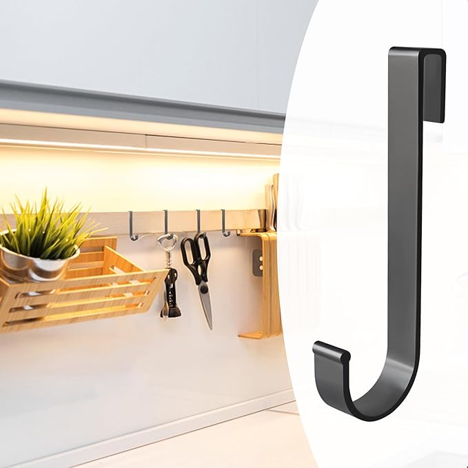 J Hook for Wire Shelving, 20pcs Aluminum Grid Hooks Heavy Duty S Hooks Hanging for Kitchenware Spoons Pans Pots Utensils Clothes Bags Towers Tools Plants (Black)