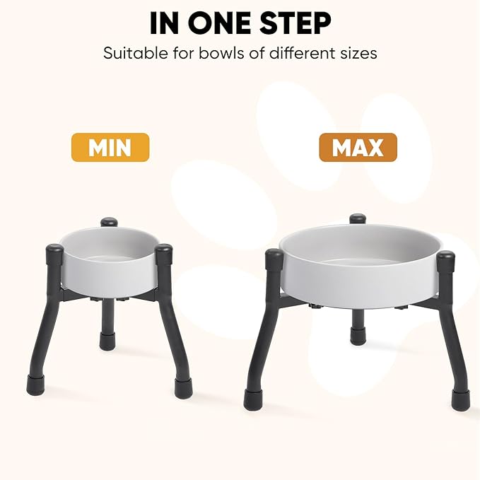 Elevated Dog Bowls [ 1 Pack ], Adjustable Metal Raised Raised Dog Bowl Stand for Medium & Large Dogs, Adjustable Wide 6.3"-10.2",3 Height Adjustment(Bowl Not Included)
