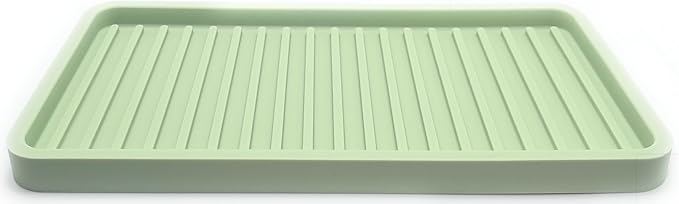 Happitasa Silicone Kitchen Sink Organizer Tray, Sponge Holder and Countertop Protector | Bathroom and Kitchen Soap Dish and Dispenser Tray (Pistachio, 10"x5.25")