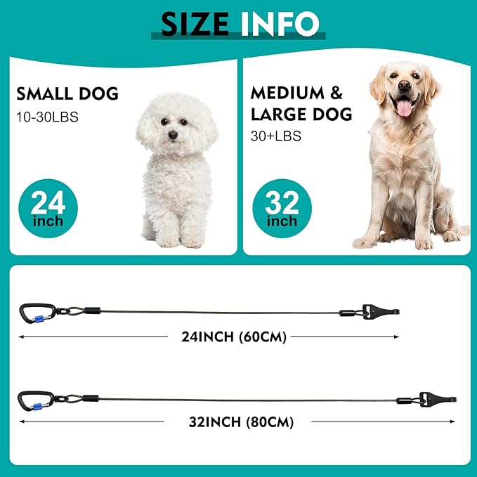 Chew Proof Dog Seat Belt for Car, 32 inch Black Dog Car Harness with Latch Bar Attachment and Aviation Aluminum Carabiner Up to 1000 lbs, Secure Dog Seatbelt Leash 2 Pack