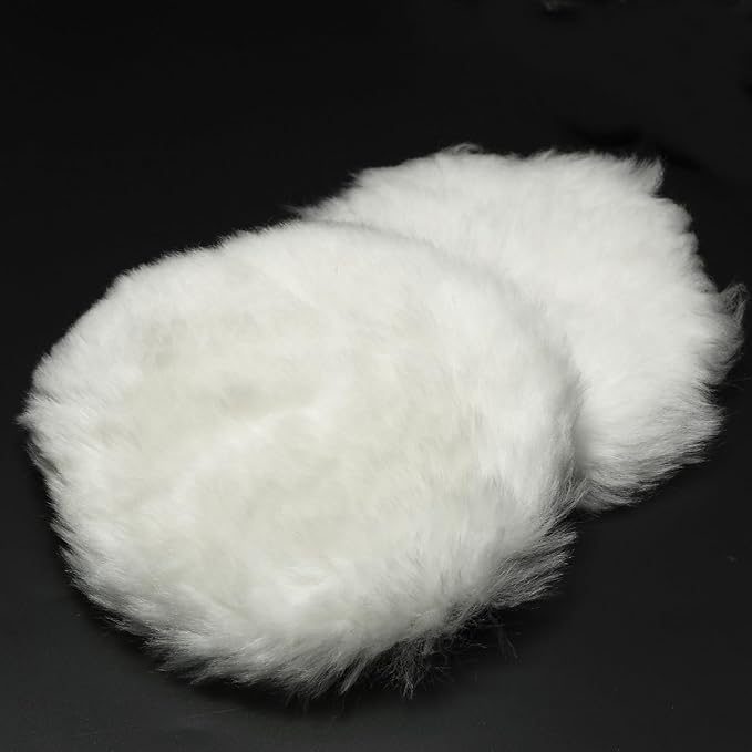 PHITUODA 8 Pcs Wool Polishing Pad 4 Inches Soft Sheepskin Buffing Pads with Hook and Loop Back for Compound Cutting & Polishing for Automotive, Marine, Furniture