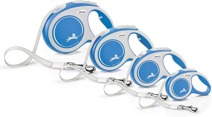 FLEXI New Comfort Tape Retractable Dog Leashes for Small Dogs Upto 33 lbs. – 16 ft., Blue | Tangle Free Pet Walking Leash with One-Handed Brake, Pause, Lock|German Quality Product