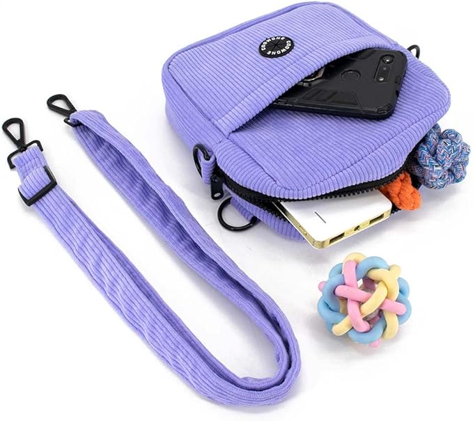 COOWONE Dog Treat Pouch,Velvet Dog Training Pouch Bag Built-in Poop Bag Dispenser | Large Capacity Pet Treat Training Bag for Treats, Kibbles, Pet Toys (lightpurple)