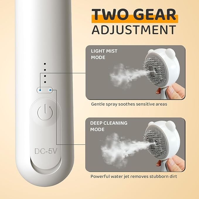 Pecait Cat Steam Brush, Self Cleaning Pet Spray Hair Removal Comb with Release Button, 3 in 1 Cat Brush for Indoor Cats for Shedding, Waterproof Pet Grooming Brushes for Long Short Haired Dogs Cats