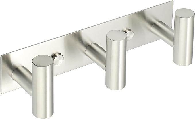 Alise Coat Hooks Hat and Coat Rack with 3 Hooks Wall Mount Key Hooks for Robes, Bags, Keys, and Towels,SUS304 Stainless Steel Wall Hooks for Hanging,Self Adhesive or Drilling Mounted,Brushed