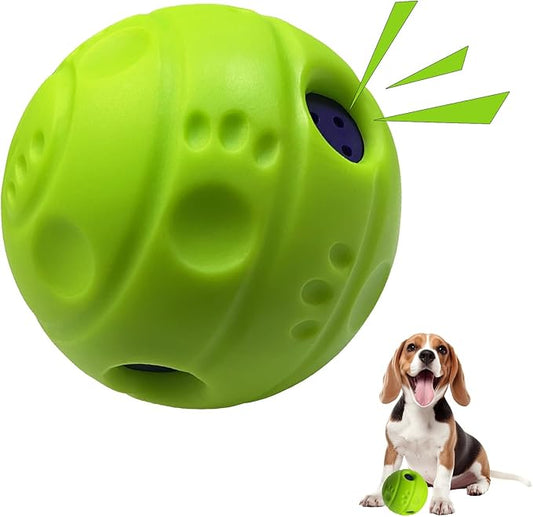 SHAKE AND LAUGH Dog Toys Ball, Interactive Dog Ball, No Paint, Gibbering Sound with Surface Concave Lines, M, 3.46 in (8.8 cm)