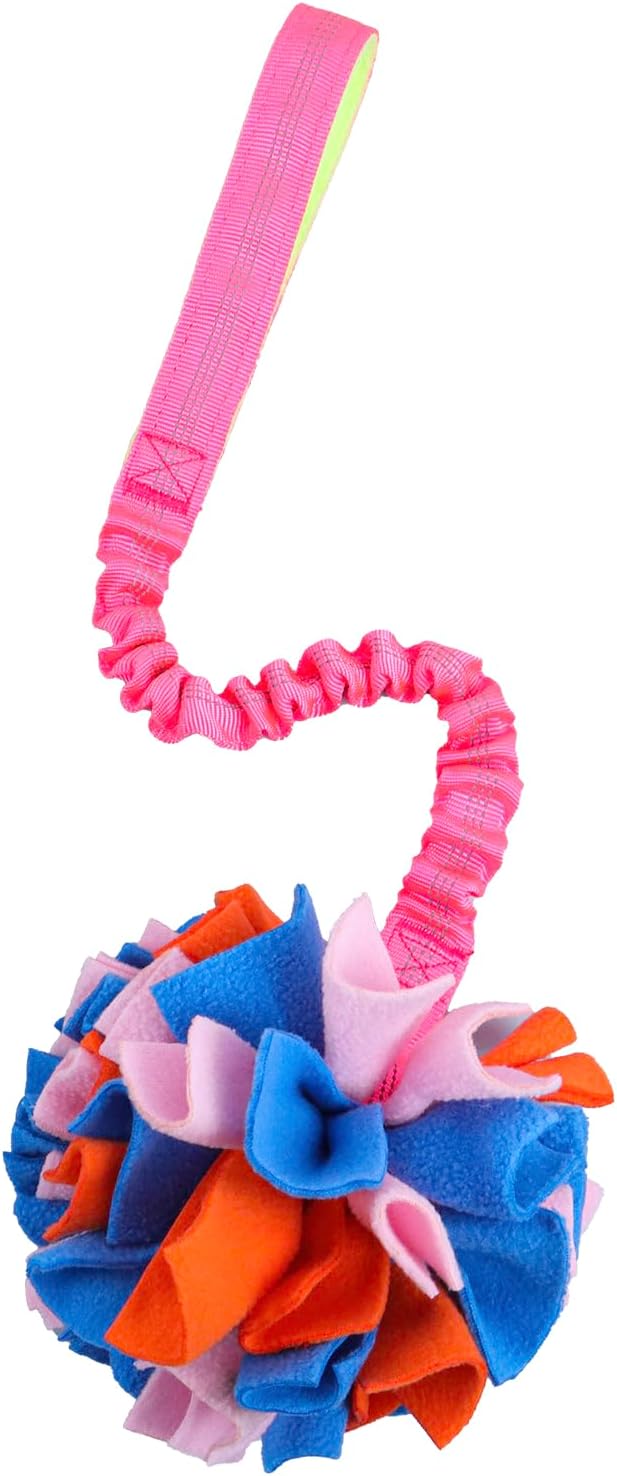 KrauzPet Snuffle Ball with Bungee Tug, Tug of War Rope Toys for Small Medium Dogs, Interactive Dog Toys Puppy Training Pull Toy for Exercise & Interactive Play Games (Pink)