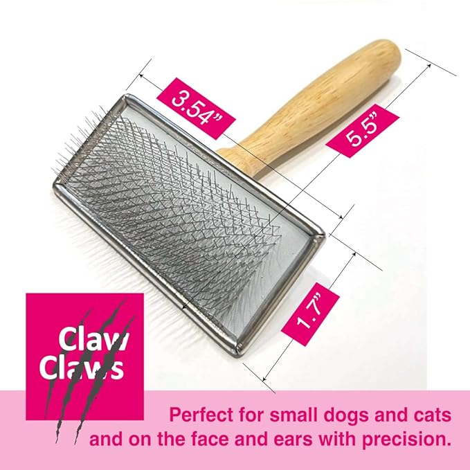 Claw Claws Pet Slicker Brush for Large Dogs, Wooden Handle, Gently Remove Tangled and Mats Hair, Pet Grooming Brush Tool, Sheepskin Wool Carders (3.85")