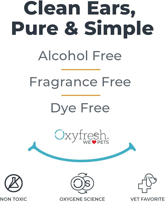 Oxyfresh Advanced Pet Ear Cleaner - Best Dog and Cat Ear Cleaning Solution - Helps with Yeast, Wax, Dirt & Itchy Ear Canal - Cleaning, Soothing, & Sting-Free Dog Ear Wash & Cat Ear Rinse - 8oz