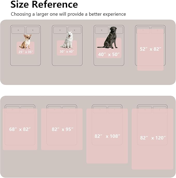 Tuffeel Waterproof Blanket for Bed King Size, Leak Proof Dog Couch Blankets Reversible, Pet Throw Sofa Furniture Protector Machine Washable-82 x108,Pink+Cream