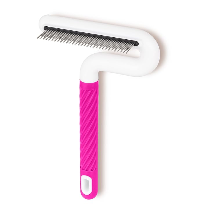 TailGurus Pet Flea Comb for Dogs & Cats - Grooming Tool with Long & Short Steel Teeth, Safely Removes Tangles and Knots, Gentle Detangling Brush for Pet Hair (TG2044)