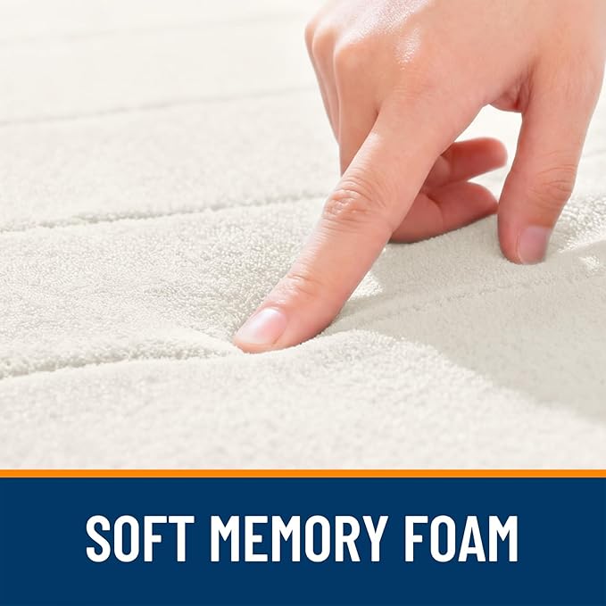 OLANLY Memory Foam Toilet Rugs U Shaped 24x20, Super Soft Absorbent Contour Bath Rugs, Quick Dry, Machine Washable Toilet Mat, Bathmat Floor Carpet, Bathroom Home Decor Accessories, Ivory