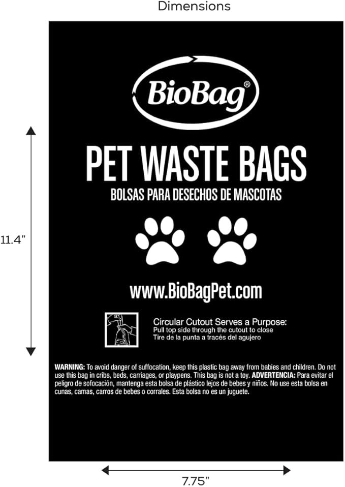 BioBag Premium Pet Waste Bags, Standard Size, 200 Count, Great For All Dog Breeds, Fits in Standard Park Dispensers