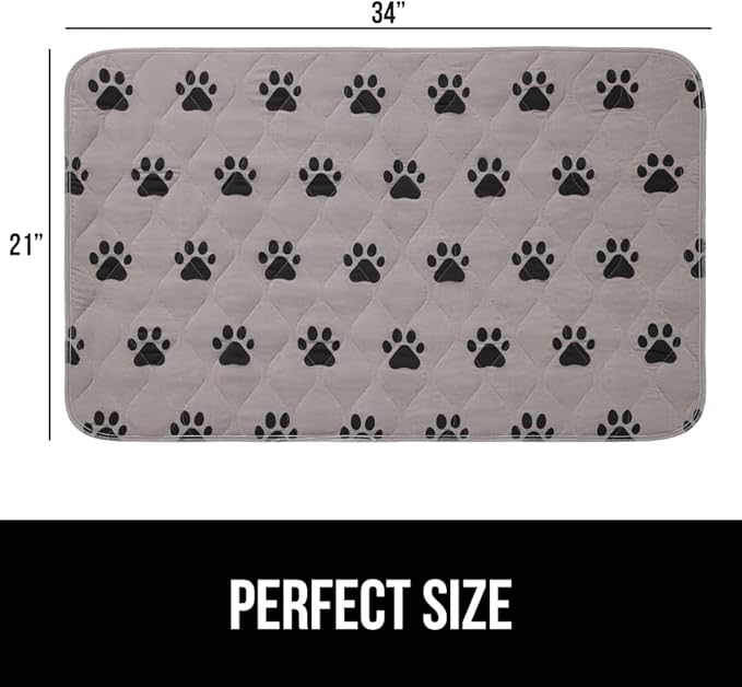 GORILLA GRIP Washable Puppy Pads, 34x21, Slip Resistant Dog Crate Mat, Waterproof Cloth Pee Pad for Training Puppies in Playpen, Reusable Pet Incontinence Blanket, Protects Sofa, Furniture, Floors