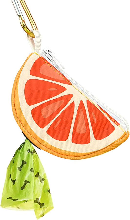 Grapefruit Shape Dog Poop Bag Holder for Leash - Cute Dog Waste Bag Dispenser and Carrier, Portable Pet Walking Accessories