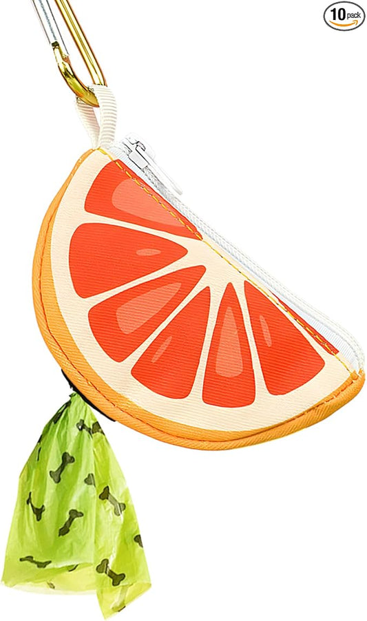 Grapefruit Shape Dog Poop Bag Holder and Carrier - Leash Attachment Poo Bag Dispenser with Stylish Cute Design,Grapefruit,Medium