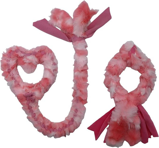 Baba&Nana Valentine's Day 2PC Braided Fleece Dog Tug Toy Set - Heart & Ring Design in Romantic Pink Colors Dog Tug Rope, Interactive Tug of War Toy for Agility Dogs (Valentine's Style)