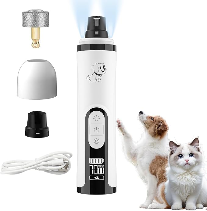 New Upgraded Silent Dog Nail Grinder, Cordless Grooming Pro Nail Grinder with 3 Adjustable Speeds &Dual Led Light, Painless Paws Grooming for Small Medium Large Dogs & Cats (M5)