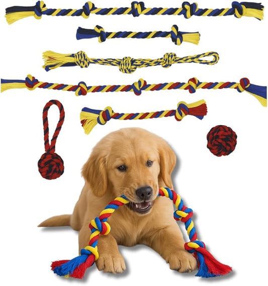 Dog Rope Toys Heavy Chew Toys for Medium & Large Breed Dogs – Durable Rope Toy, for Teething, Chewing, and Interactive Play (7 pcs Dog Toys Combo)