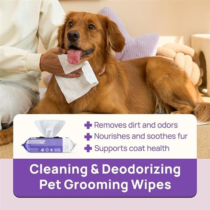 HICC PET Cleaning Deodorizing Wipes for Dogs & Cats, Vet Recommended Nourishes Smoothes Fur Grooming Wipes, Fermented Coconut Oil Grooming Body, Horse Skin, Coat & Hoof, 400 Count, Unscented
