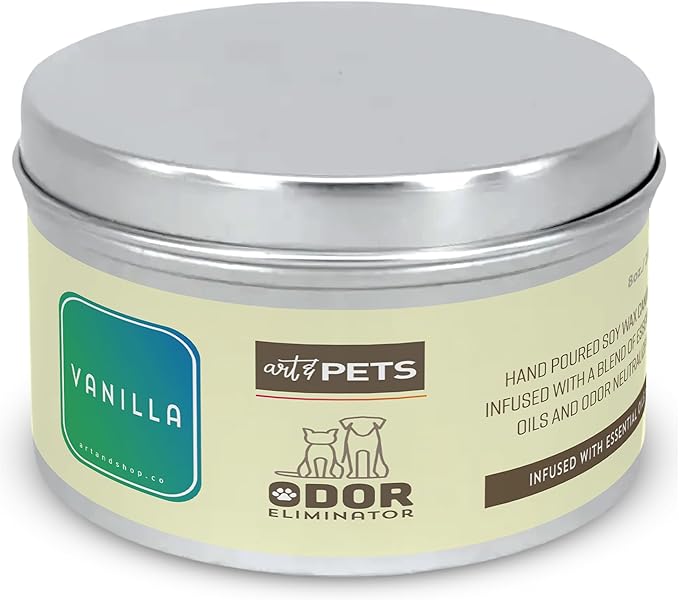 Pet Odor Eliminator Candle for Dogs and Cats Long-Lasting 72-Hour Burn Natural Soy Wax with Refreshing Scent Scented Candle to Remove Pet Smells (Vanilla)