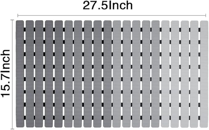 Shower Mat Non Slip Bathtub Mat with Suction Cups and Drain Holes 27.5 x15.7 Inch Bath Mat for Tub & Shower.Easy Dry,Easy to Cut,Eco-Friendly