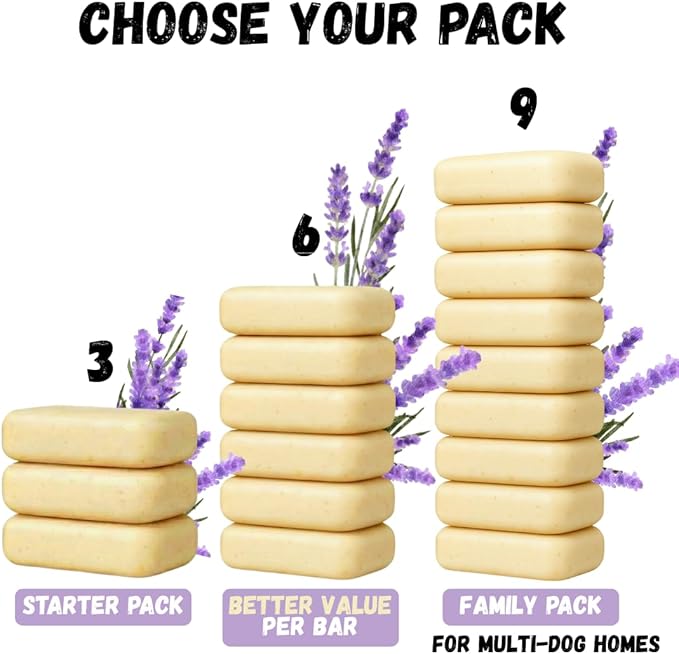 Kelebs Dog Shampoo | Allergies and itching | Dog Shampoo for Sensitive Skin | All Natural Dog Soap Bar with Lavender Oil & Oatmeal | Puppy Shampoo | No Plastic Vegan | 9 - Value Pack