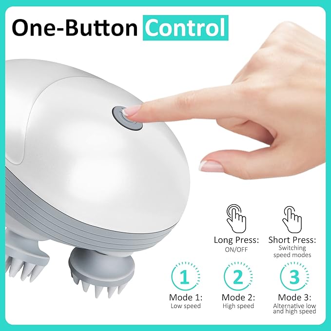 Electric Pet Massager for Dogs and Cats, Cordless Handheld Tool with 4 Massage Heads and 96 Massage Nodes, Back Scratcher for Relieving Tension, Tight Muscles, and Stiffness