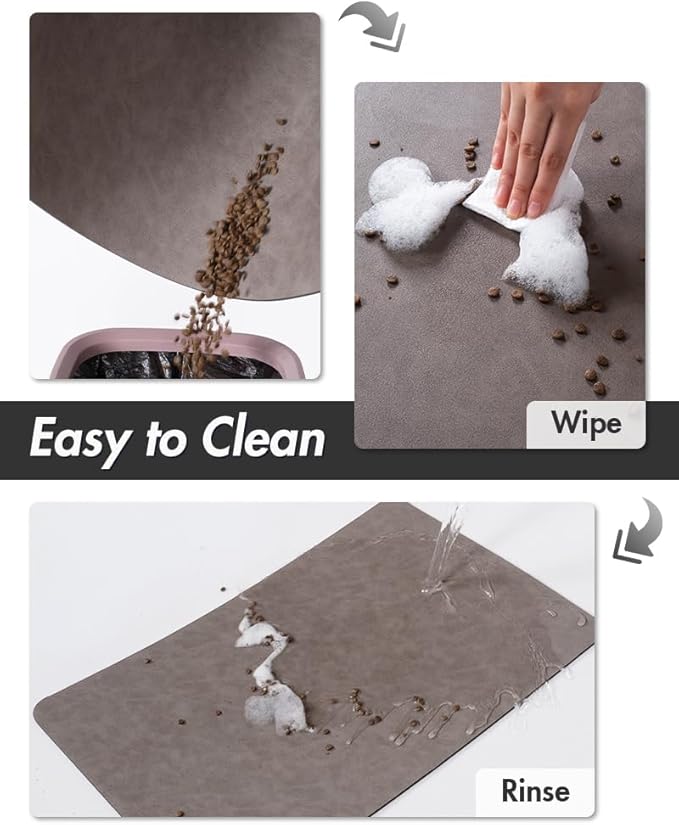 MontVoo-Absorbent Pet Feeding Mat-No Stains Pet Mat for Food and Water Bowl-Quick Dry Cat & Dog Food Mat Water Dispenser Mat-Pet Supplies Mat-Dog Water Bowl Mat for Messy Drinker,（Brown,12"x19"）