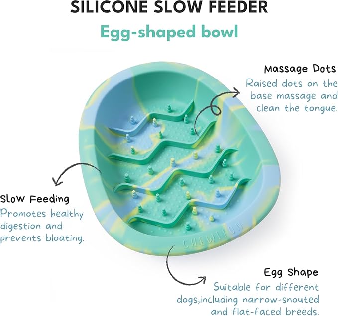 CHEWFFON Interactive Dog&Cat Lick Mat Bowls, BPA-Free Silicone Dog Slow Feeder Bowl with Suction Cups, Non Slip Food Bowl for Dogs and Cats, Reduces Boredom and Anxiety, Dishwasher Safe, Green