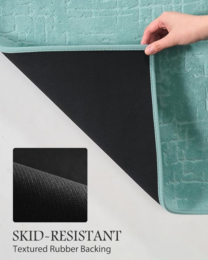 AMOAMI-Bath Mat-Absorbent Quick Dry Bathroom Floor Mats-Washable Rubber Backing Bath Mats for Bathroom Rugs Fit Under Door-Bath Rug for in Front of Sink Bathtub Shower Room, Lake 17''x24''