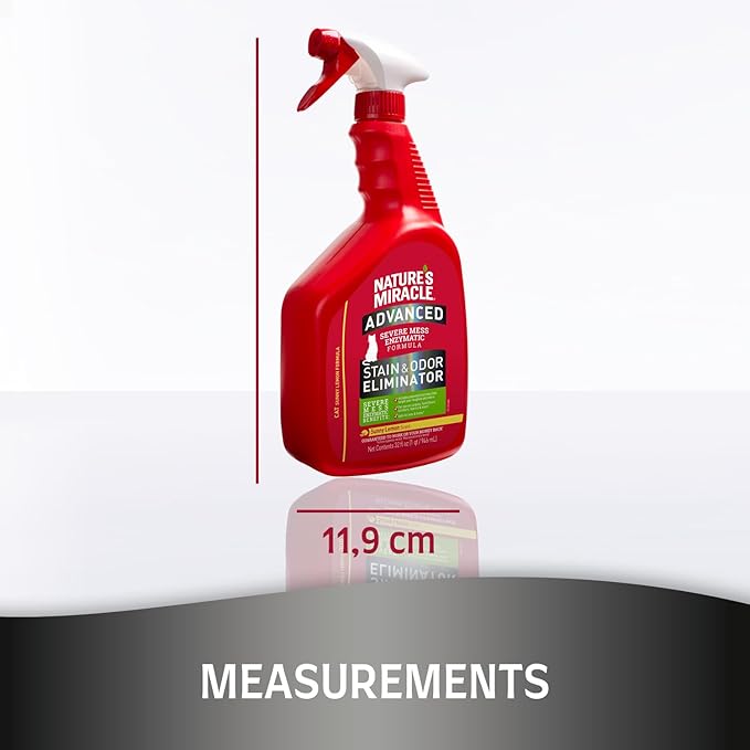 Nature's Miracle Advanced Cat Stain and Odor Eliminator Spray, Severe Mess Enzymatic Formula, Sunny Lemon Scent, 32 fl oz