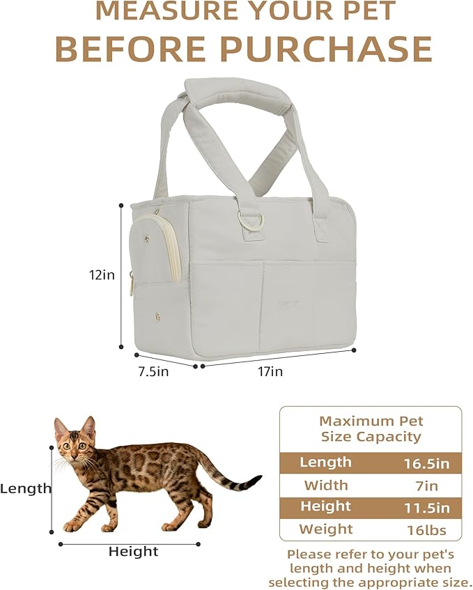 ONECUTE Dog Carrier for Small Dogs Rabbit cat with Large Pockets, Cotton Bag, Dog Carrier Soft Sided, Collapsible Travel Puppy Carrier (Grey, 17" L x 7.5" W x 12" H)