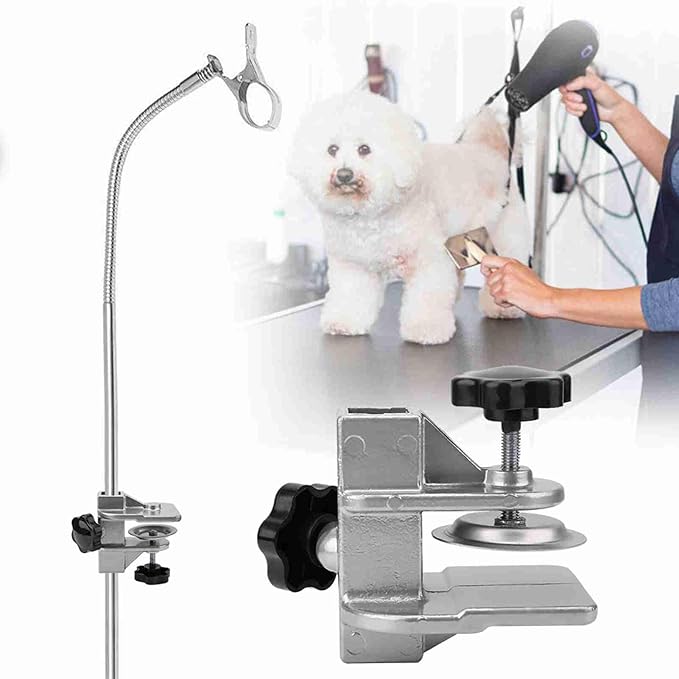 Milltrip Pet Grooming Table Arm with Clamp, Aluminum Professional Hair Dryer Holder for Dog/Cat Grooming (Inner diameter 2.3 * 2.3cm)