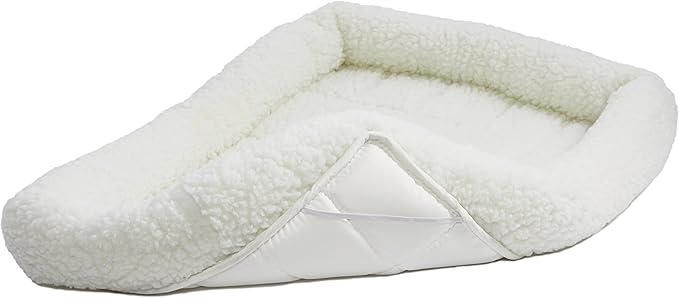 MidWest Homes for Pets QuietTime XXS Dog Bed – White Fleece Bolster, Ultra-Soft and Machine Washable, Fits 18-Inch Crates and Carriers, for Small Dogs and Cats (Pack of 2)