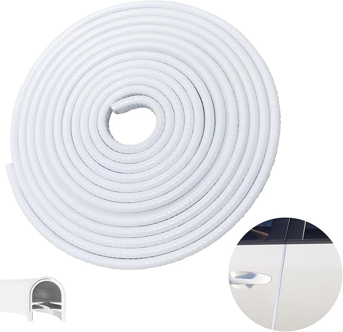 Car Door Edge Guards, 13.1Ft(4m) Car Door Protector Edge Guards Rubber Seal, Doors Edge Trim U Shape Edge Guards for Cars Trucks Suvs (White)