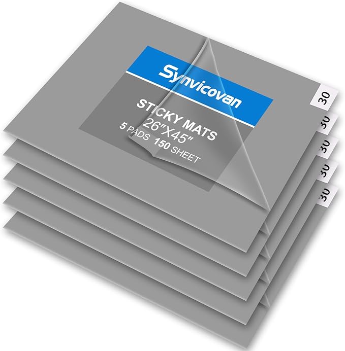 26" x 45" Grey Sticky Mat Tacky Pads Adhesive Floor Mat (5 Packs,150 Sheets,30 Sheets/Pack for Cleanroom Laboratory Hospital Construction Pets Home Indoor Gymnasium and Workshop